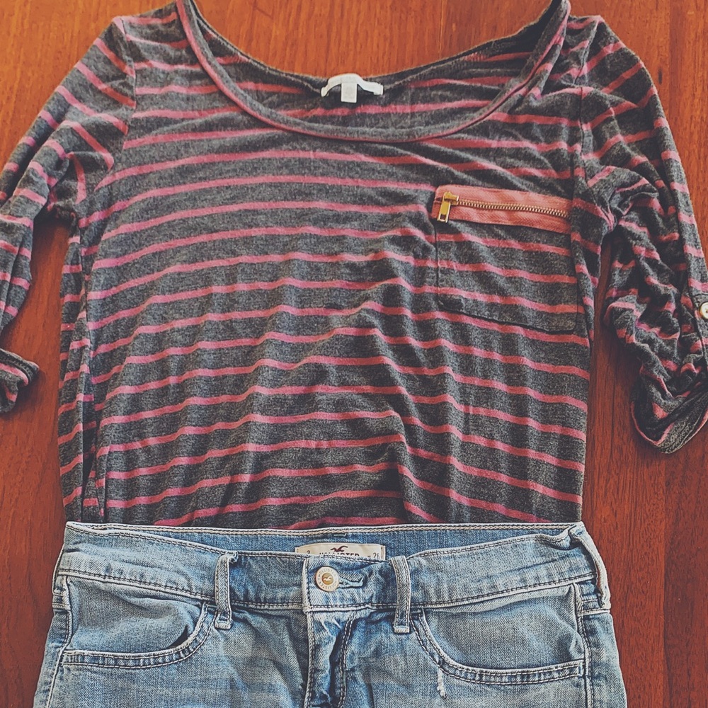 Striped Quarter Sleeve Charlotte Russe Top